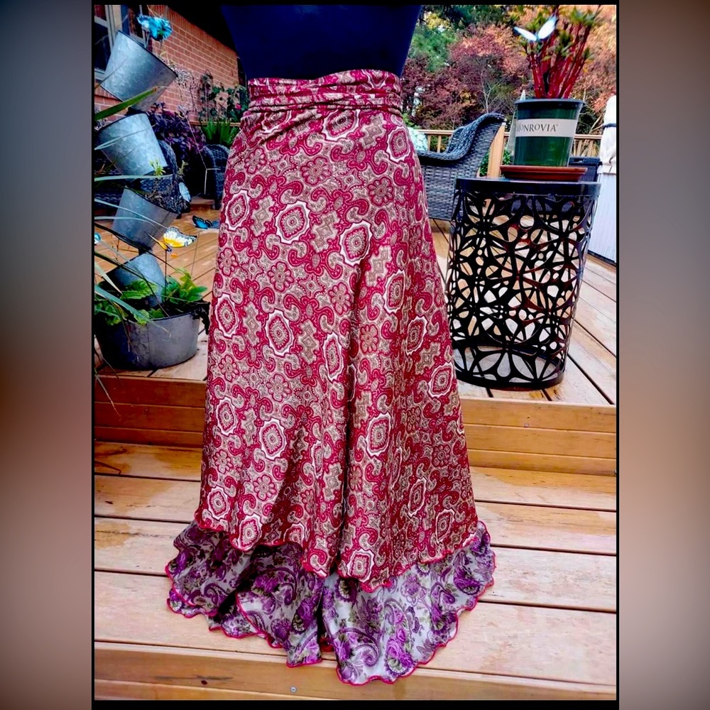 BOHO Reversible Wrap Maxi Skirt